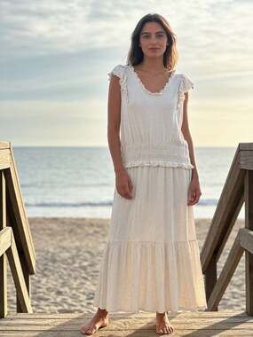 Ava James Sleeveless Shirred Waist Ruffle Detail Maxi Dress XL